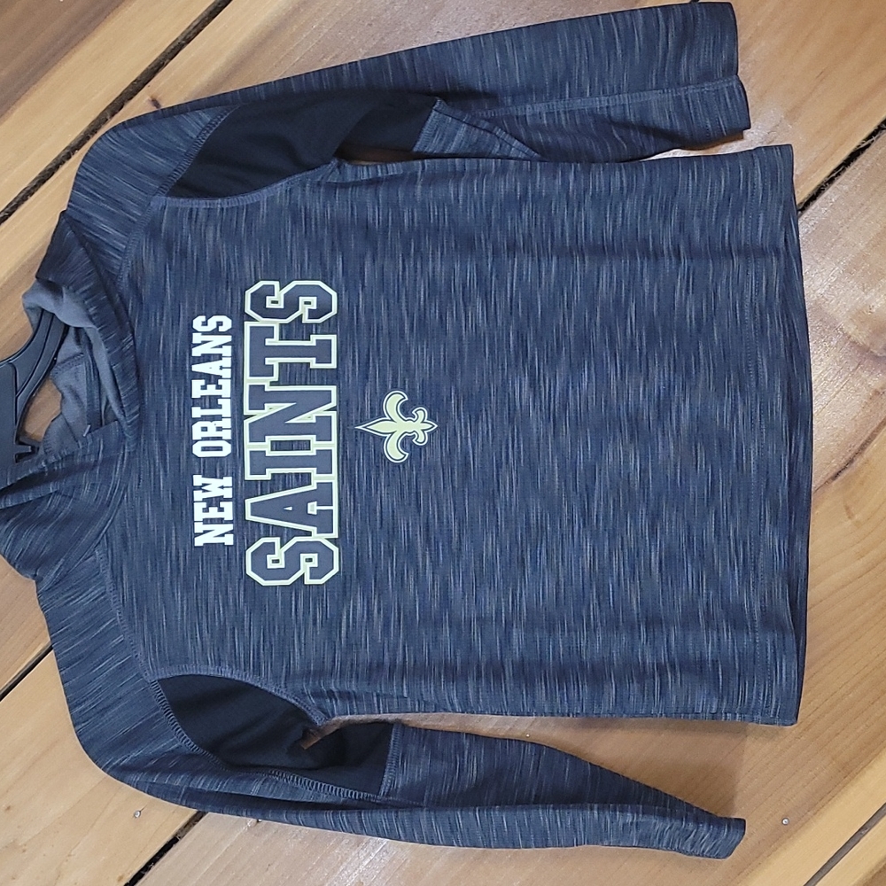 NFL Boys New Orleans Saints Gray and Black Hooded Pullover